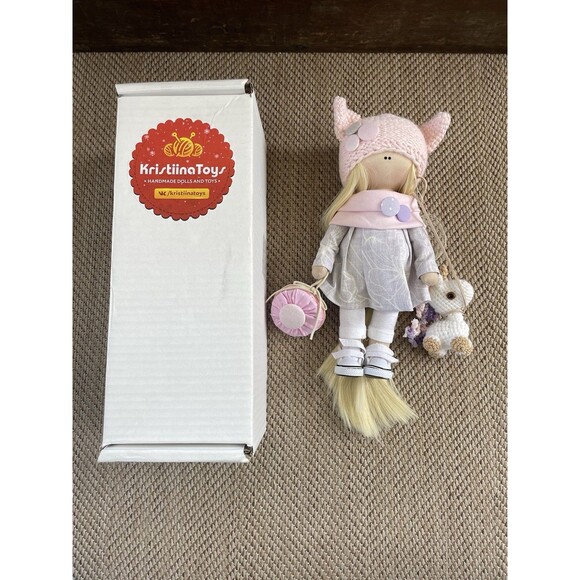 Kristiina Toys In Box Doll Hand Made 12" Doll With Animal New Open Box - Picture 1 of 7